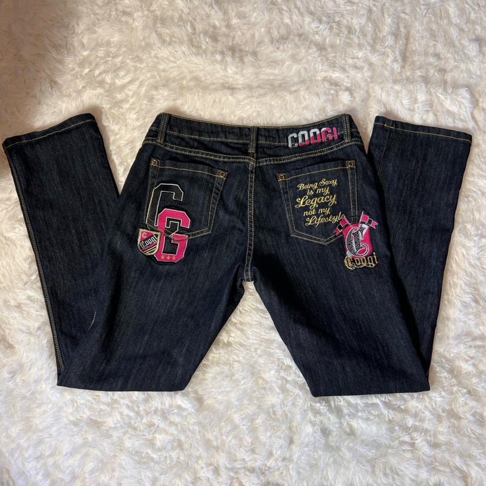 COOGI Dark Denim Jeans with Embroidery | Size 9/10‎